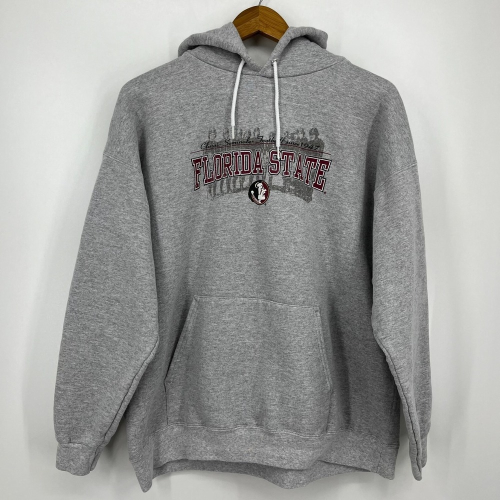 Perrin Wear Florida State Seminoles Football Hoodie Gray Mens XL Vtg 90s
